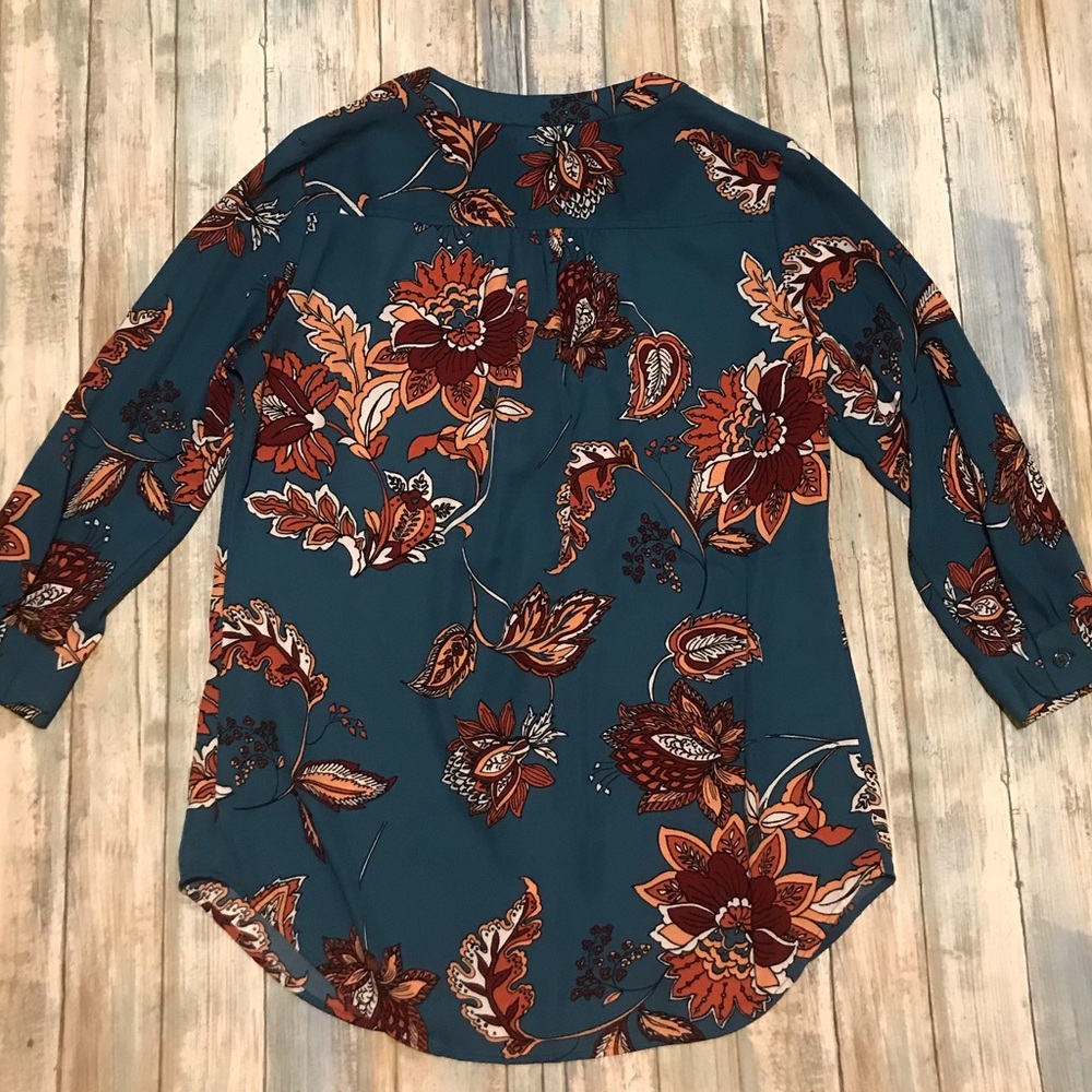 Gorgeous Van Heusen Dark Teal Leaves Blouse XS - Picture 4 of 4